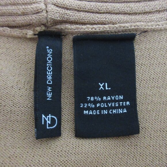 New Directions Womens Sz XL Cardigan Sweater Open Front Knit Camel Sleeveless - Picture 3 of 4